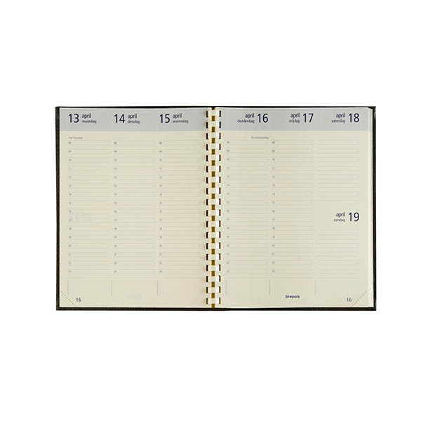 Brepols Optivision Large Trento weekagenda met uurindeling 2027 antraciet (1 week per 2 pagina's) NL 440276 - 2
