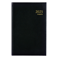 Brepols Saturnus Lima dagagenda 2025 met uurindeling zwart (2 dagen per pagina) 4-talig 261444