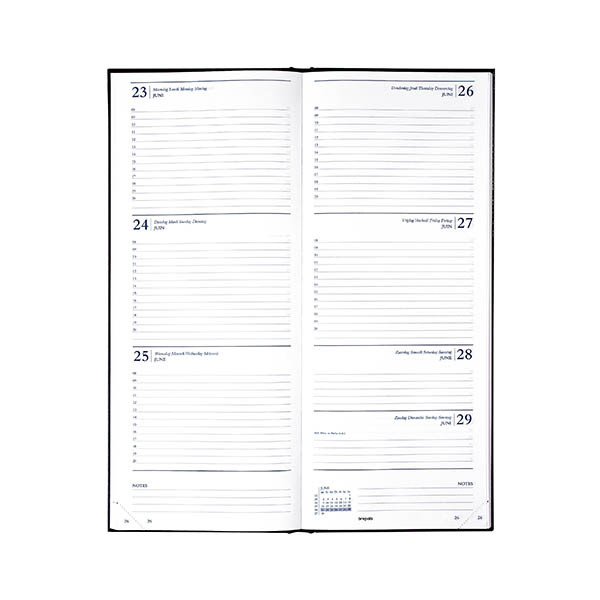 Brepols Saturnus Lima weekagenda met uurindeling 2027 zwart (1 week per 2 pagina's) 4-talig 440271 - 2