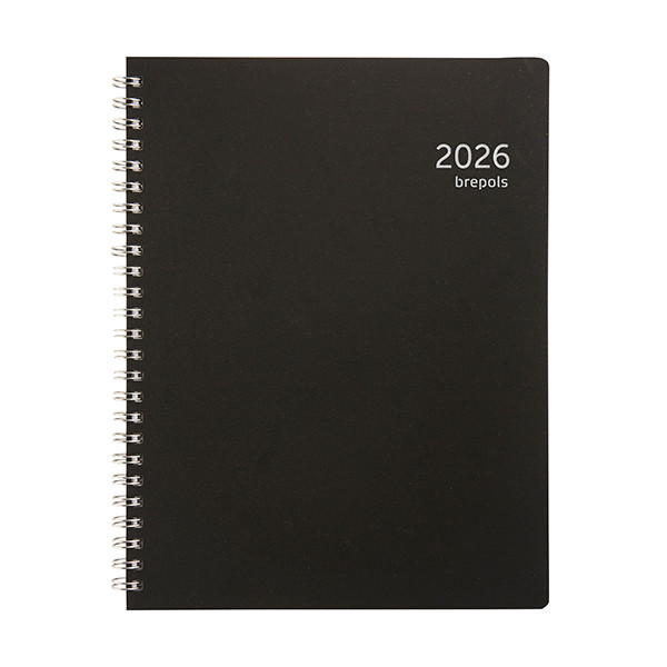Brepols Timing Recycled PP weekagenda met uurindeling 2026 zwart (1 week per 2 pagina's) 4-talig 0.137.4910.01.4.0 262476 - 1