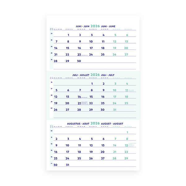 Brepols driemaandskalender 2026 4-talig 1.854.9900.00.8.0 262525 - 1