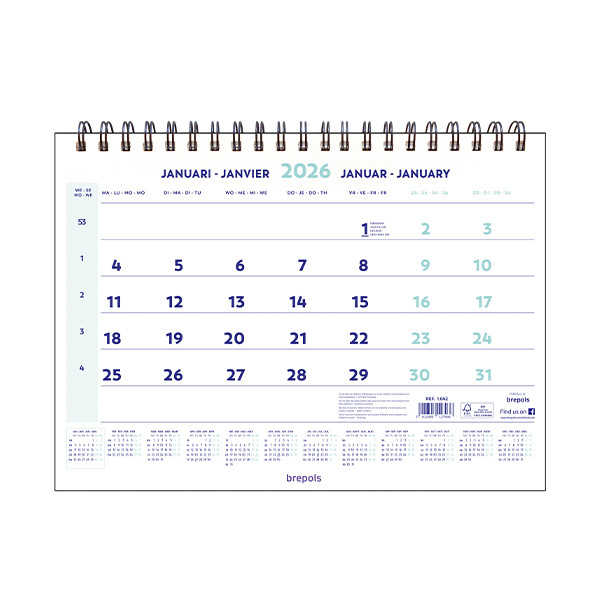 Brepols maandkalender 2026 4-talig 262518 - 1