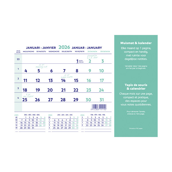 Brepols muismatkalender 2026 4-talig 1.841.9900.00.0.0 262517 - 1