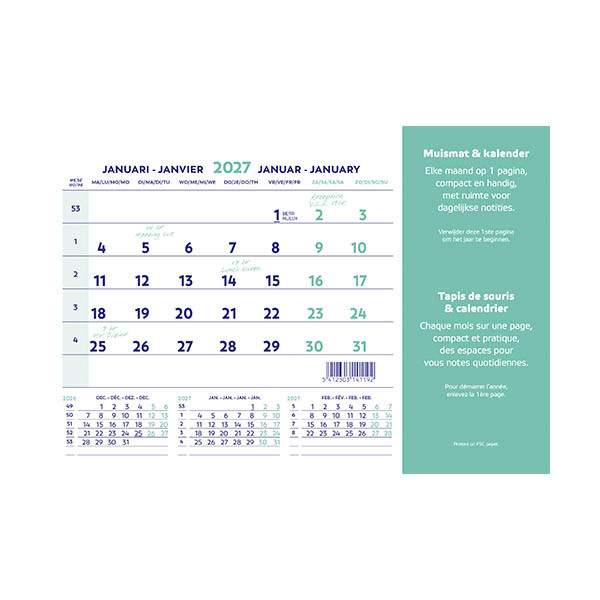 Brepols muismatkalender 2027 4-talig 440230 - 1