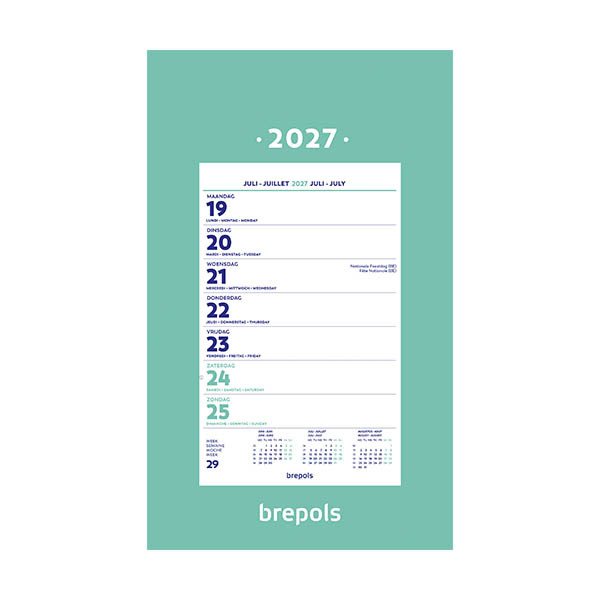 Brepols wand-week kalender gelijmd 2027 4-talig 440236 - 1