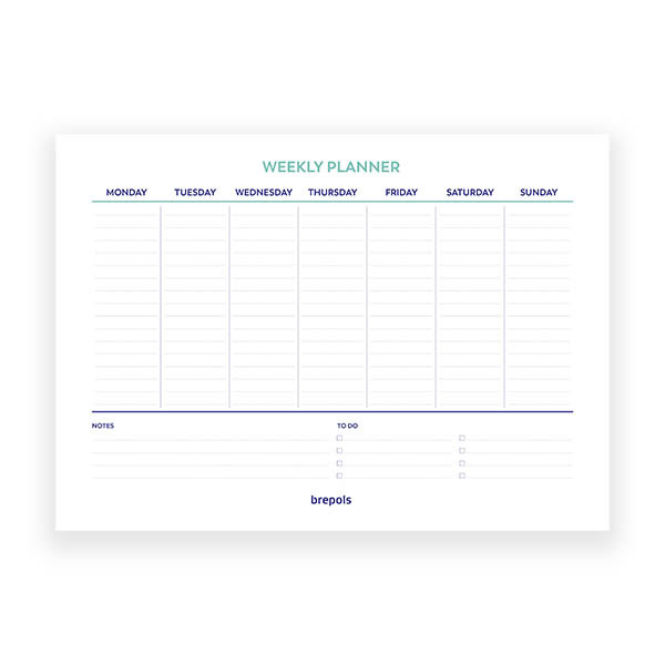 Brepols weekplanner ongedateerd blauw (56 vel) EN 1.890.9900.99.5.0BL 262552 - 2