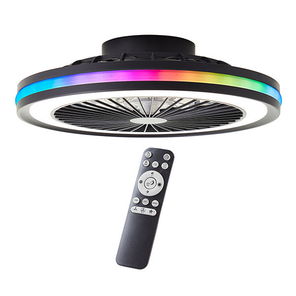 Plafondventilator met LED lamp | Palmero | Ø 46.6 cm | RGBIC + 2700-6500K | Zwart | 40W | Brilliant LBR00013 - 1