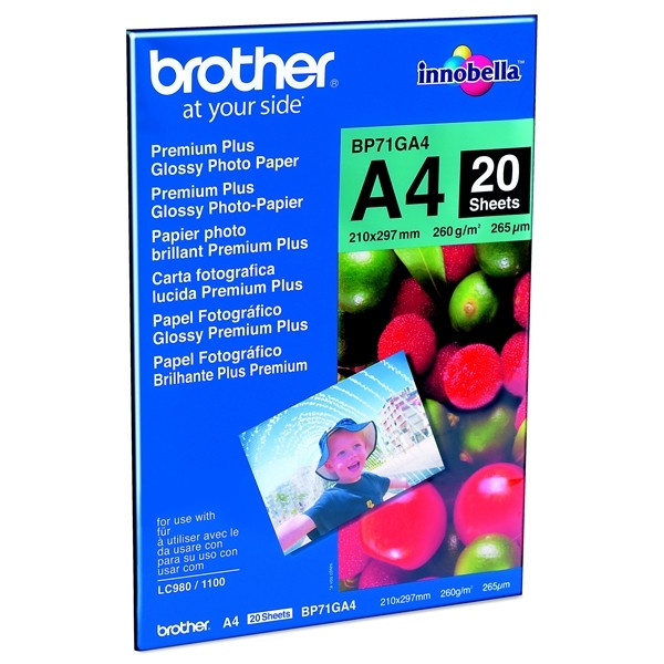 Brother BP71GA4 premium plus glossy photo paper 260 grams A4 (20 vel) BP71GA4 063512 - 1