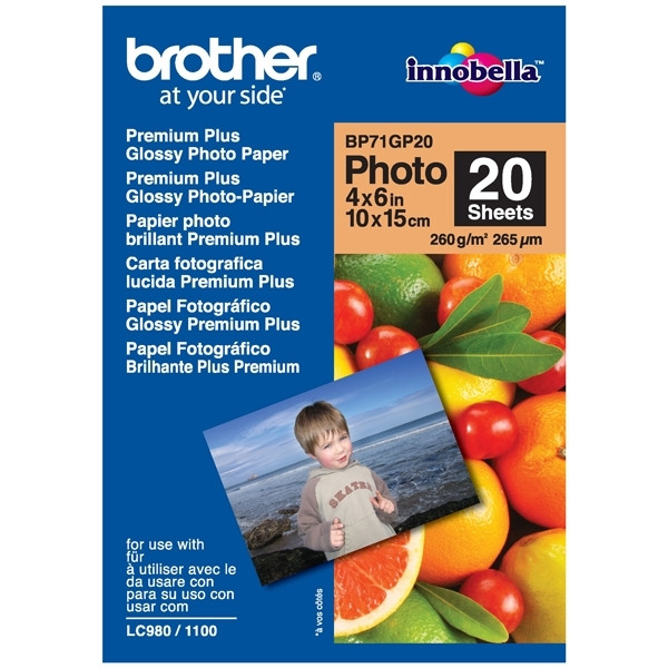 Brother BP71GP20 premium plus glossy photo paper 260 grams 10 x 15 cm (20 vel) BP71GP20 063502 - 1