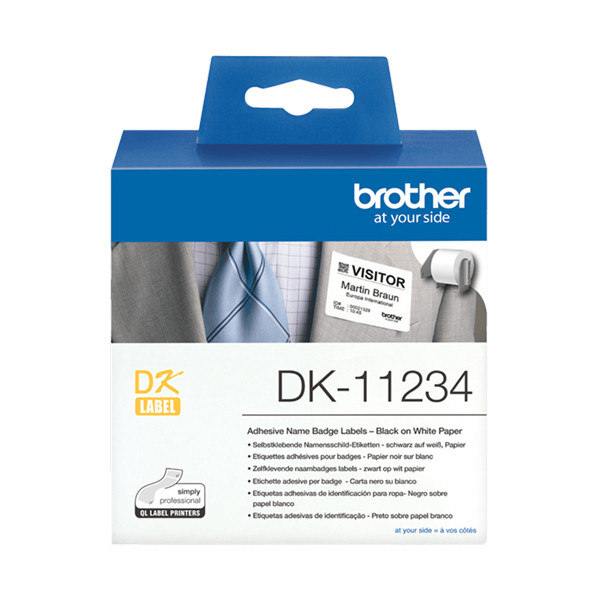 Brother DK-11234 zelfklevende naambadge labels zwart op wit (origineel) DK-11234 350552 - 1