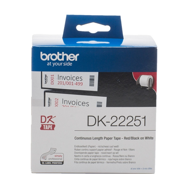 Brother DK-22251 continue papiertape rood/zwart op wit (origineel) DK-22251 080776 - 1