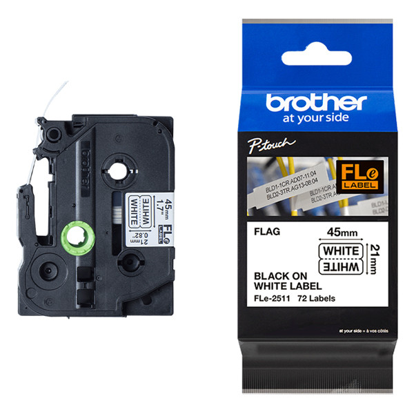 Brother FLe-2511 vlagtape zwart op wit 21 mm (origineel) FLE2511 350554 - 1