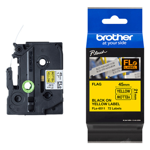 Brother FLe-6511 vlagtape zwart op geel 21 mm (origineel) FLE6511 350556 - 1
