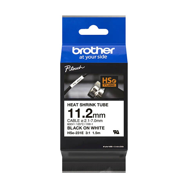 Brother HSe-231E krimpkous tape zwart op wit 12 mm (origineel) HSE231E 350598 - 1