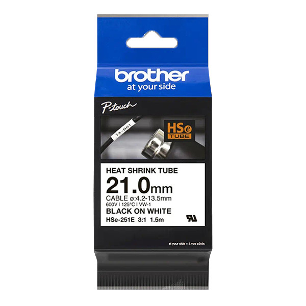 Brother HSe-251E krimpkous tape zwart op wit 21 mm (origineel) HSE251E 089224 - 1
