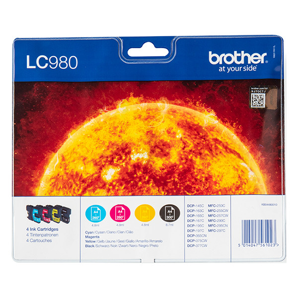 Brother LC-980VALBP multipack zwart + 3 kleuren (origineel) LC980VALBP LC980VALBPDR 029078 - 1
