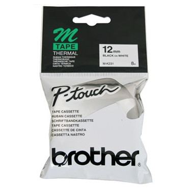 Brother M-K231BZ niet-gelamineerde tape zwart op wit 12 mm (origineel) MK231BZ 080602 - 1