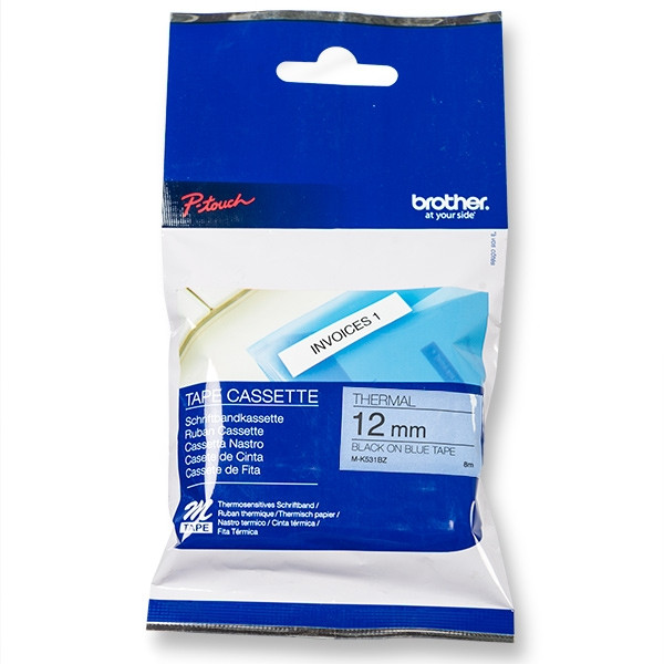 Brother M-K531BZ niet-gelamineerde tape zwart op blauw 12 mm (origineel) MK531BZ 080598 - 1