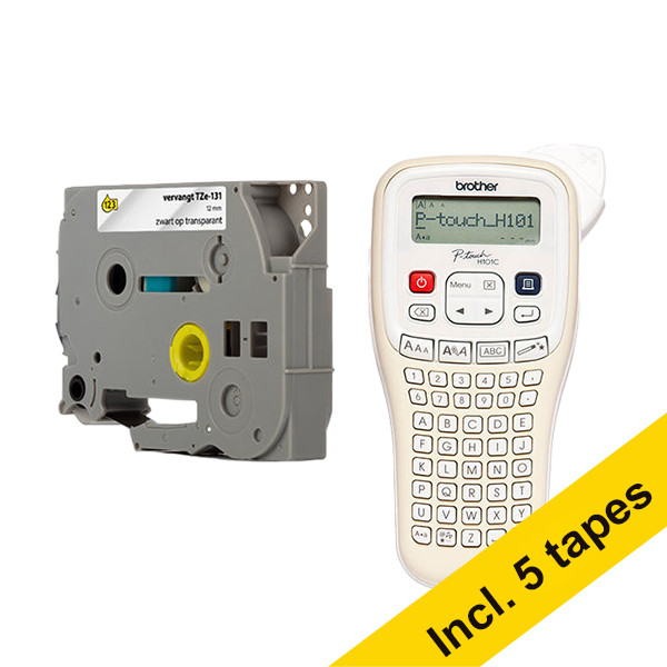 Brother PT-H101C beletteringsysteem limited edition + 5 zwart op transparant tapes 350114 - 1