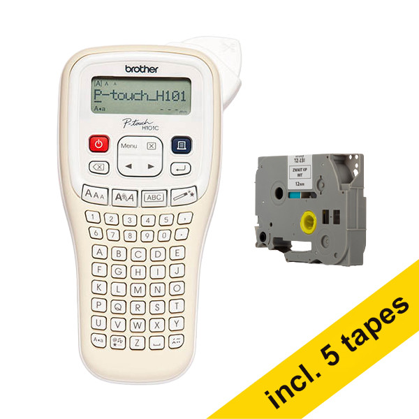 Brother PT-H101C beletteringsysteem limited edition + 5 zwart op wit tapes 350115 - 1