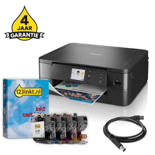 Printer bundel: Brother DCP-J1140DW + LC-421 huismerk cartridge multipack + USB-kabel 2m + 4 jaar garantie 834020 - 1