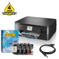 Printer bundel: Brother DCP-J1140DW + LC-421 huismerk cartridge multipack + USB-kabel 2m + 4 jaar garantie 834020