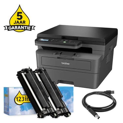 Printer bundel: Brother DCP-L2627DWE + TN-2510XL huismerk toner multipack + USB-kabel 2m + 5 jaar garantie 834036 - 1