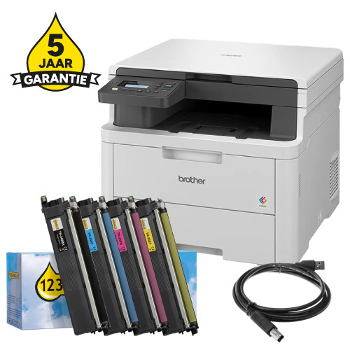 Printer bundel: Brother DCP-L3520CDWE + TN-248 huismerk toner multipack + USB-kabel 2m + 5 jaar garantie 834032 - 1