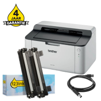 Printer bundel: Brother HL-1110 + TN-1050 huismerk toner multipack + USB-kabel 2m + 4 jaar garantie 834022