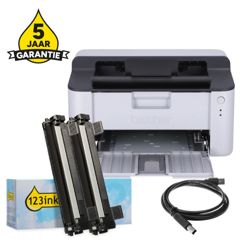 Printer bundel: Brother HL-1110 + TN-1050 huismerk toner multipack + USB-kabel 2m + 5 jaar garantie 834035 - 1