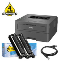 Printer bundel: Brother HL-L2400DWE + TN-2510XL huismerk toner multipack + USB-kabel 2m + 4 jaar garantie 834025