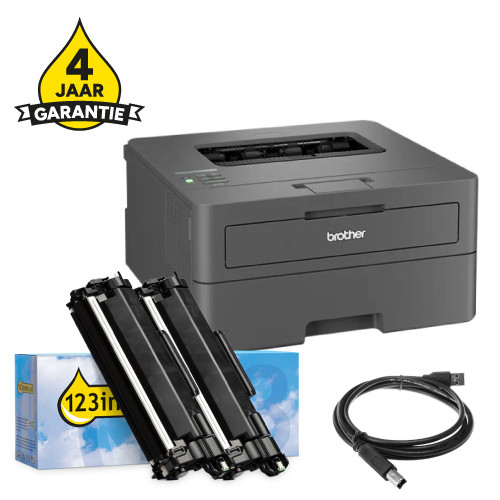 Printer bundel: Brother HL-L2445DW + TN-2510XL huismerk toner multipack + USB-kabel 2m + 4 jaar garantie 834027 - 1
