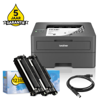 Printer bundel: Brother HL-L2445DW + TN-2510XL huismerk toner multipack + USB-kabel 2m + 5 jaar garantie 834040