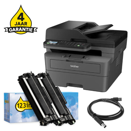 Printer bundel: Brother MFC-L2800DW + TN-2510XL huismerk toner multipack + USB-kabel 2m + 4 jaar garantie 834031 - 1