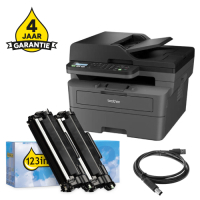 Printer bundel: Brother MFC-L2800DW + TN-2510XL huismerk toner multipack + USB-kabel 2m + 4 jaar garantie 834031