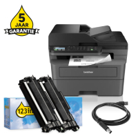 Printer bundel: Brother MFC-L2800DW + TN-2510XL huismerk toner multipack + USB-kabel 2m + 5 jaar garantie 834044