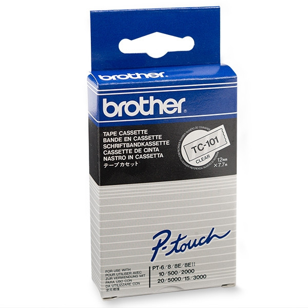 Brother TC-101 'extreme' tape zwart op transparant 12 mm (origineel) TC-101 088824 - 1