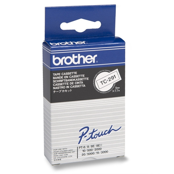 Brother TC-291 'extreme' tape zwart op wit 9 mm (origineel) TC291 080500 - 1