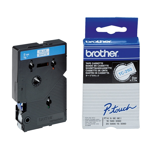 Brother TC-293 'extreme' tape blauw op wit 9 mm (origineel) TC-293 088838 - 1