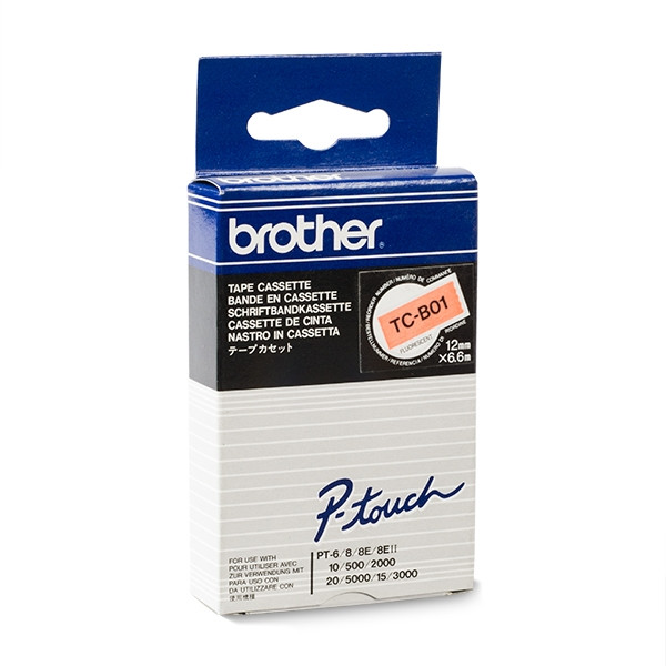 Brother TC-B01 'extreme' tape zwart op oranje 12 mm (origineel) TC-B01 088872 - 1