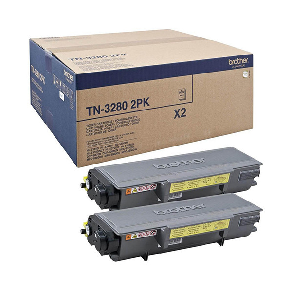 Brother TN-3280 toner zwart hoge capaciteit dubbelpak (origineel) TN3280TWIN 833418 - 1