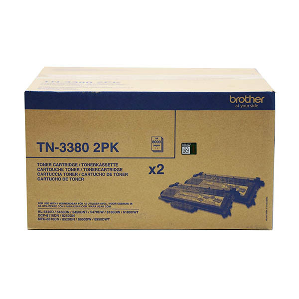 Brother TN-3380 toner zwart hoge capaciteit dubbelpak (origineel) TN3380TWIN 051458 - 1