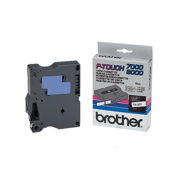 Brother TX-221 'extreme' tape zwart op wit, glanzend 9 mm (origineel) TX221 080234 - 1