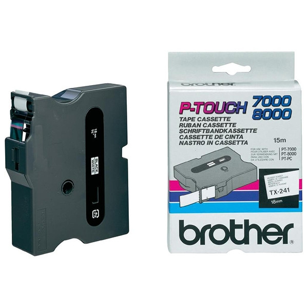Brother TX-241 'extreme' tape zwart op wit, glanzend 18 mm (origineel) TX241 080322 - 1