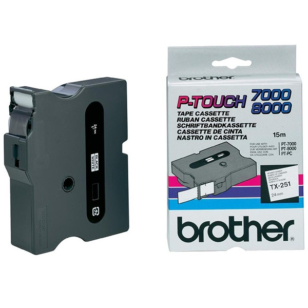 Brother TX-251 'extreme' tape zwart op wit, glanzend 24 mm (origineel) TX251 080325 - 1