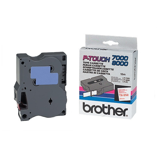 Brother TX-252 'extreme' tape rood op wit, glanzend 24 mm (origineel) TX252 080244 - 1