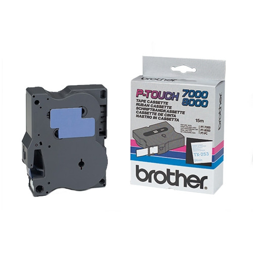 Brother TX-253 'extreme' tape blauw op wit, glanzend 24 mm (origineel) TX253 080246 - 1