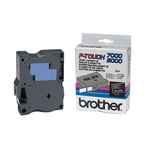 Brother TX-345 'extreme' tape wit op zwart, glanzend 18 mm (origineel) TX345 080252 - 1