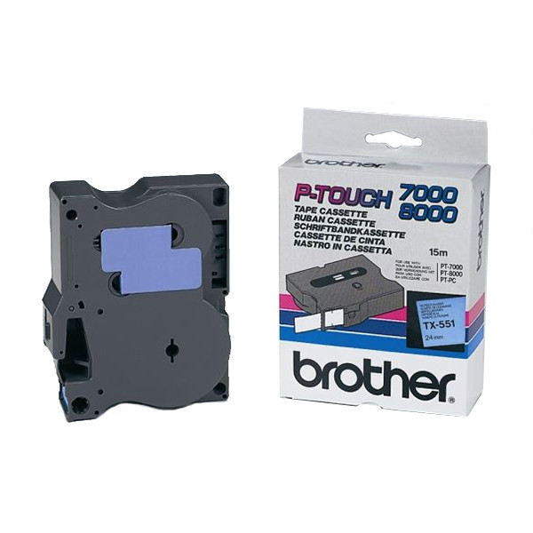 Brother TX-551 'extreme' tape zwart op blauw, glanzend 24 mm (origineel) TX551 080268 - 1