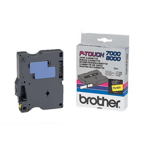 Brother TX-631 'extreme' tape zwart op geel, glanzend 12 mm (origineel) TX631 080274 - 1